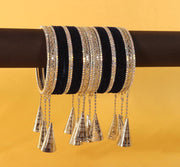 NMII Stylish Silver Latkan Metal Bangles Set For Women & Girls with | Designer Women's Chuda Bangles | Girl's Bangles Bracelet For Wedding, Party, Occasion Wear-Set of 32