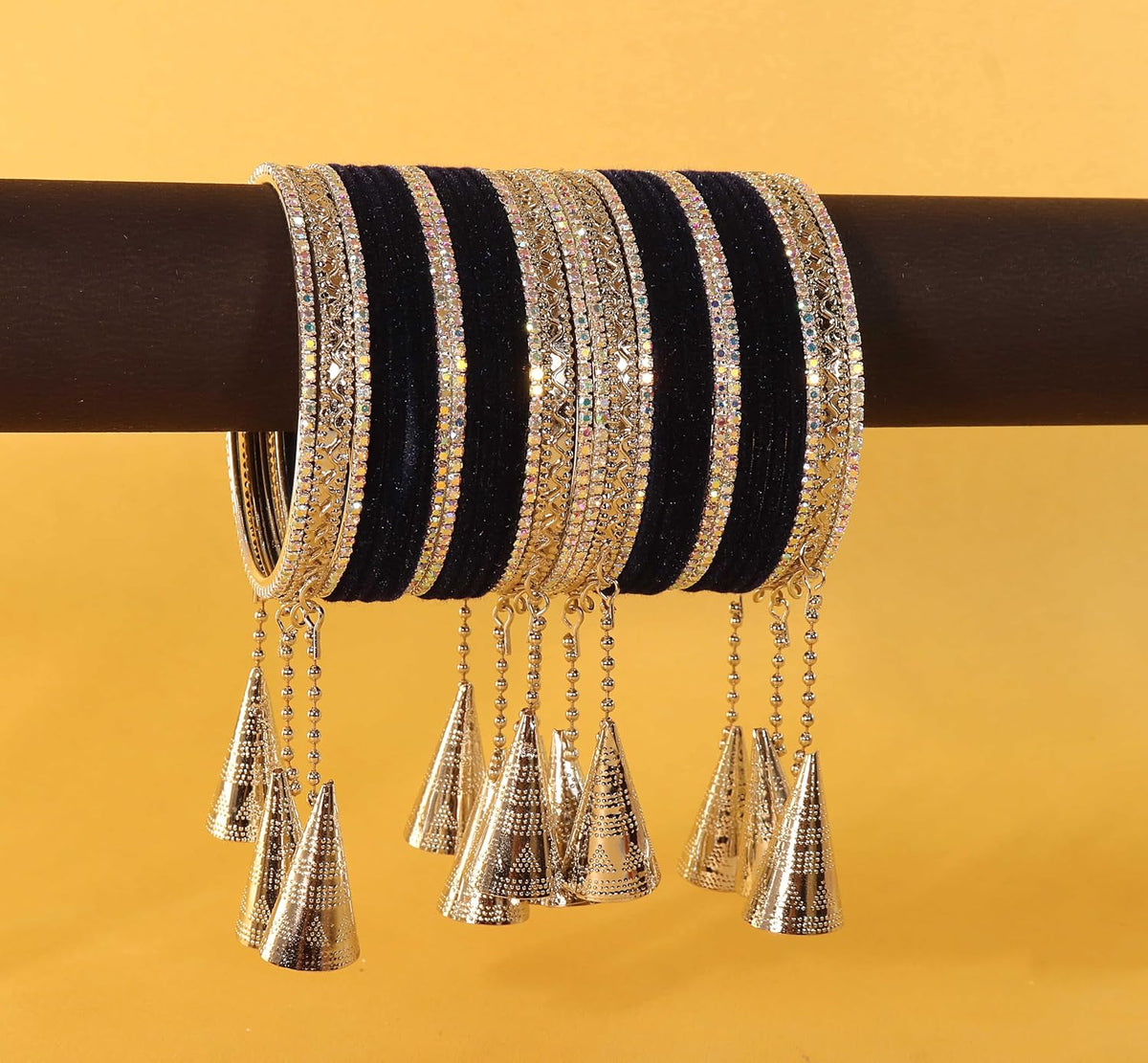 NMII Stylish Silver Latkan Metal Bangles Set For Women & Girls with | Designer Women's Chuda Bangles | Girl's Bangles Bracelet For Wedding, Party, Occasion Wear-Set of 32