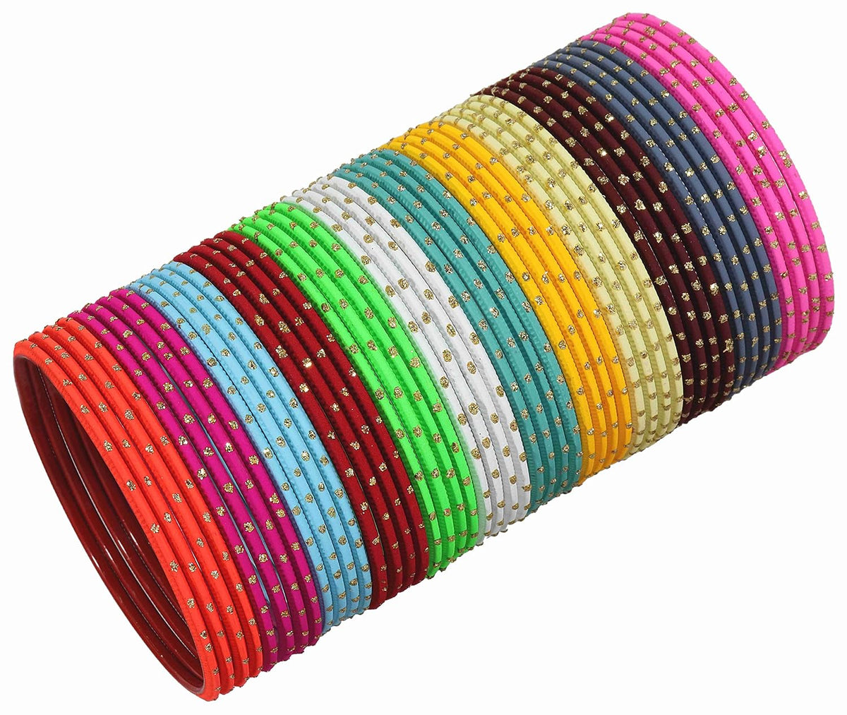 NMII Non-Precious Metal Base Metal with Polka Dots Glossy finished Bangle Set For Women and Girls
