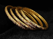 NMII Brass Metal with Gold Plating Bangles Set For Women's & Girls (Pack of 4)