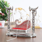 KridayKraft Metal Swing Laddu Gopal Jhula,Krishna Hindola Palana,Decorative Laddu Gopal for Temple Pooja,Showpiece Figurines,Religious Idol Gift Article.