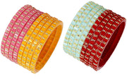 NMII Acrylic (Plastic) With Zircon Gemstone and Studded Worked with Glossy Finished Kada Set For Women and Girls