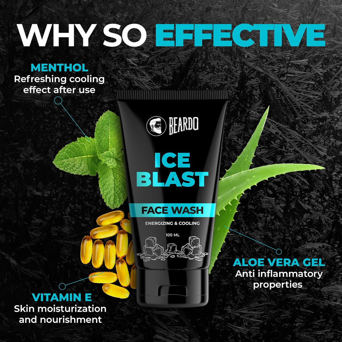 Beardo Ice Blast Body Wash 200ml , Ice Blast Perfume Roll On 50ml & Ice Blast Face Wash 100ml | Refreshing Menthol Cooling Instant Icy Cool Freshness Body Wash ,Roll on & Facewash | Summer Kit for Men | Set of 3
