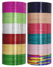 NMII Non-Precious Metal Base Metal with Simple Edges Glossy Finished Bangle Set For Women and Girls