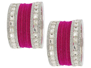NMII Metal Bangles Set For Women and Girls Studded With Zircon Gemstone and Velvet Bangles I Chuda Bangles I Stylish Bangles Bracelet Set I Metal Bangles (Pack of 28)