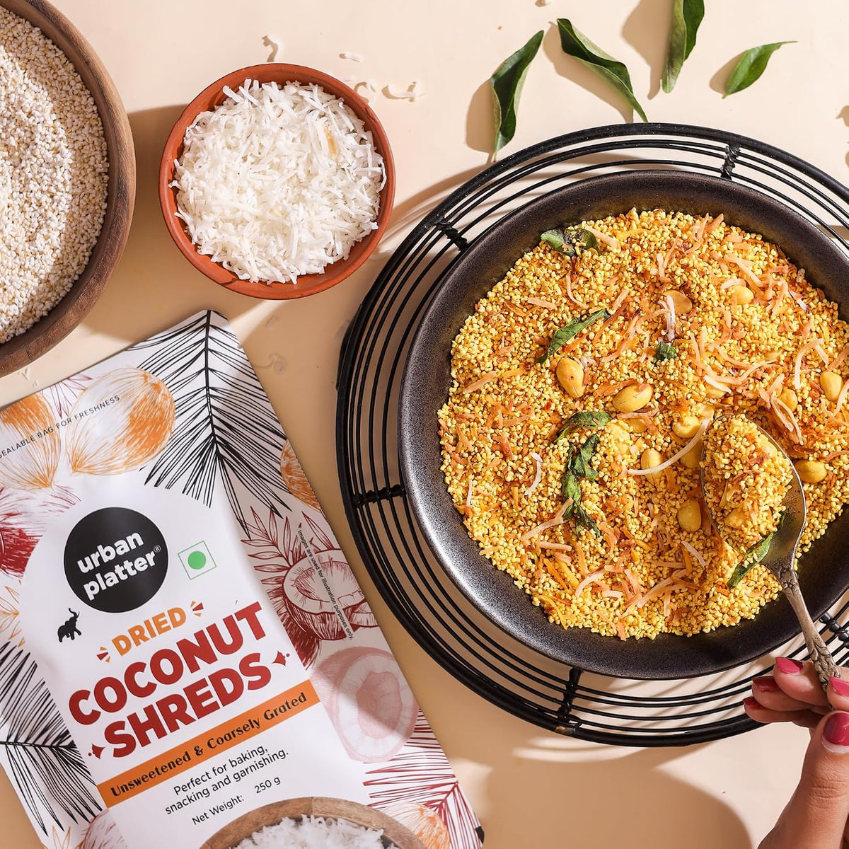 Urban Platter Dried Coconut Shreds 500g (Unsweetened Coarsely Grated, Ideal for Baking, Garnishing & Indian Sweets)