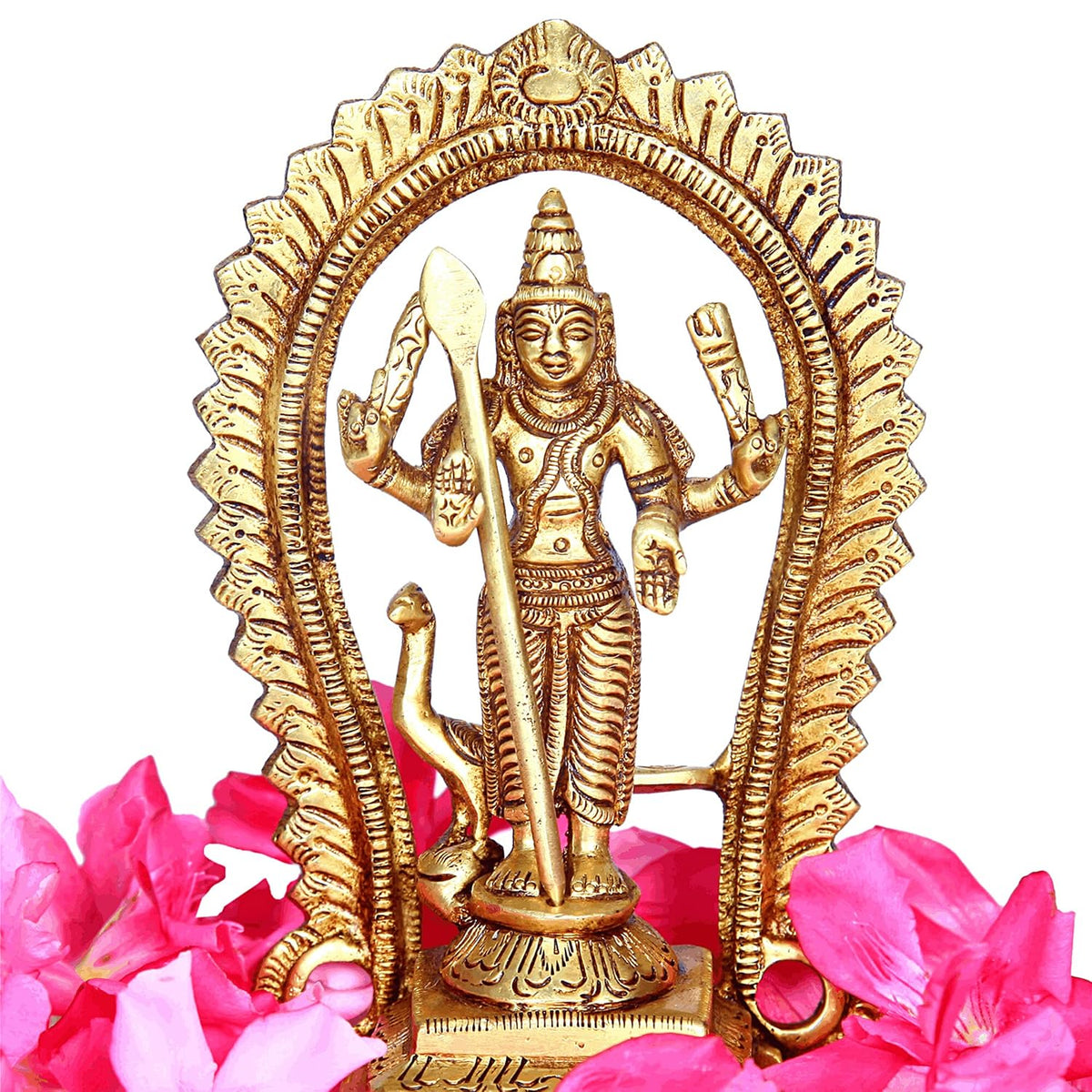 Aalayam Selveer Murugan Idol | Murugar Statue | Kumaraswamy Idol Brass | Lord Kartikeya Idol | Subrahmanya Swami Idol 12.5cm Height Brass Gold Colour 1 Piece