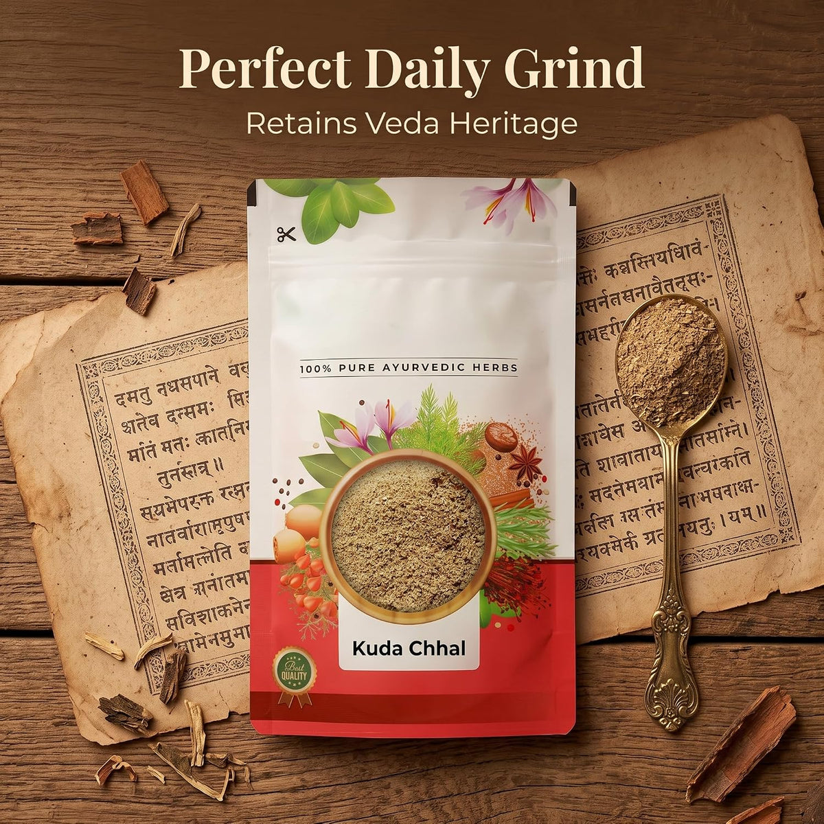 IndianJadiBooti Pure Kuda Chhal Powder (Kutaj Bark) | Raw Botanical for Digestive Comfort, Gut Harmony & Traditional Ayurvedic Vitality (100 Grams)