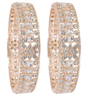 NMII Gold Plated Metal Kada Bangles Set For Women & Girls with American Diamond Stone | Stone Work Stylish Bangles Set | Traditional Bangles For Wedding, Party, Ocassion Fashion Jewellery- Set of 2