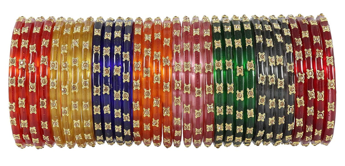 NMII Colourful Women's Bangles Set Studded with Zircon Gemstone & Beads | Daily use, Wedding, Party, Office | Bangles For Women Traditional | Girls fashion Jewellery