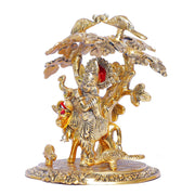 KridayKraft Krishna Playing Flute with Kamdhenu Cow Standing Under Tree Metal Statue for Pooja & Home Office Religious Idol Decorative Showpiece Table Top Figurines Murti for Decoration & Gift Purpose