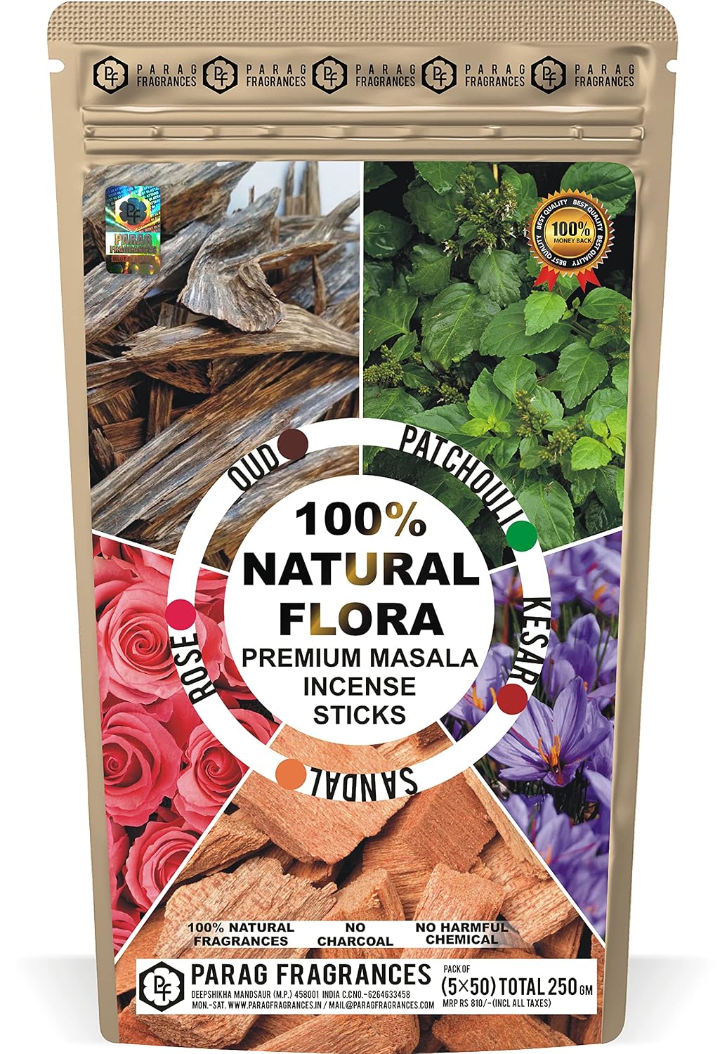 Parag Fragrances Fruits & Blossom Incense Sticks / फ्रूट् और ब्लॉसम अगरबत्ती / 5 in 1 (Pack of 5 x 60) Total 300 Agarbatti Wholesale Pack of Orchid, Lily, Strawberry, Pineapple and Cherry