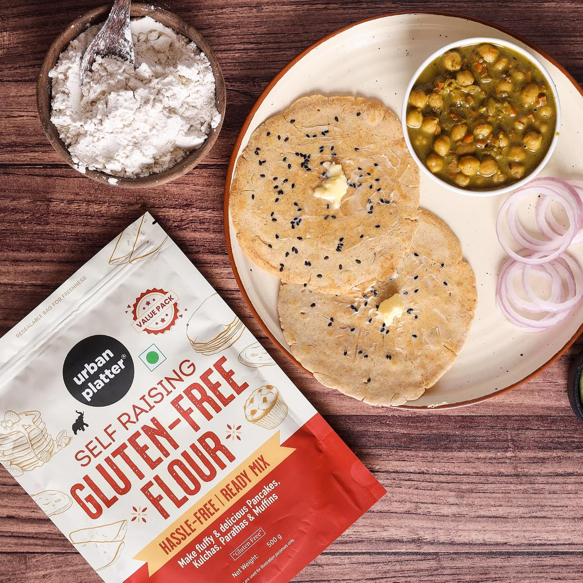 Urban Platter Self Raising Gluten-Free Flour, 500g (Ready Mix | Wheat Free | For Pancakes, Muffins and Cakes)