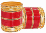 NMII Acrylic (Plastic) with Beads Or Zircon Gemstone Studded worked Glossy Finished Short Chuda Set For Women and Girls