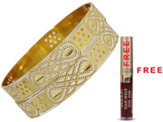 NMII Brass Gold Plated Bangles Set For Women's & Girls (Pack of 2)