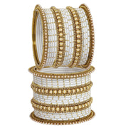 NMII Non-Precious Metal with Base Metal and Studded with Zircon Gemstone or Pearls Glossy Finished Traditional Bangle set for Women and Girls
