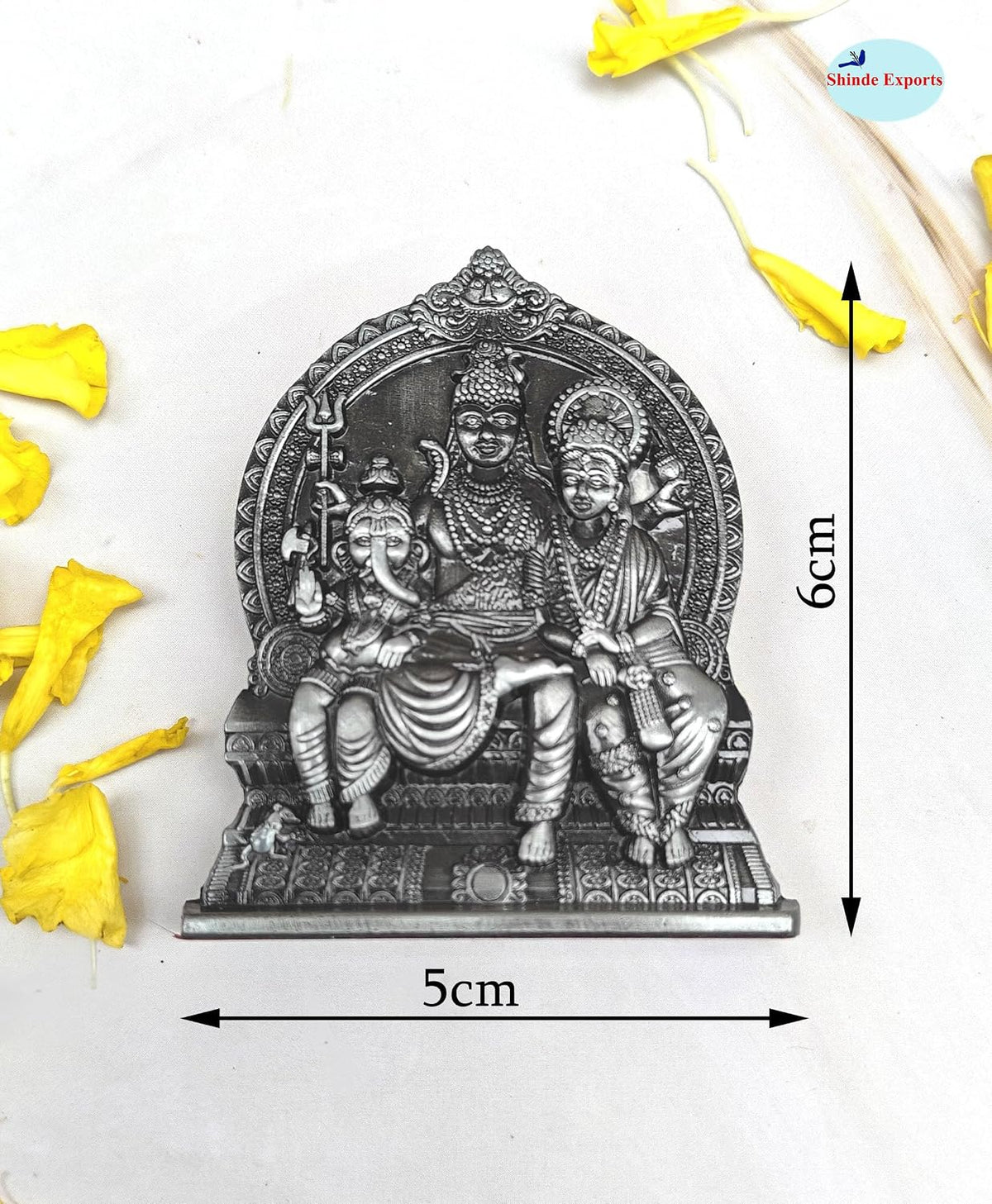 SHINDE EXPORTS Small Lord Shiva Parvati Family parivar Shiv Ganesha Metal murti Idol for Home mandir car Dashboard Temple (Grey)