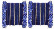 NMII Stylish Metal with Golden Zircon Stone & Pearls Studded Velvet Gajra Bangles Set For Women and Girls | Designer Women's Bangles | Chuda Set | Gajra Bangles | Fashion Jewellery