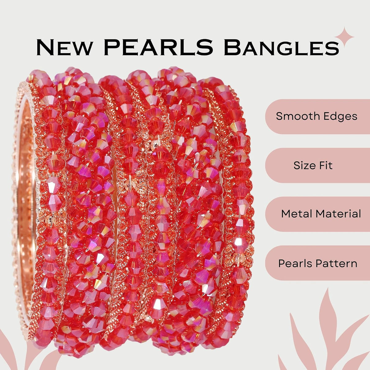 NMII Stylish Pearls Alloy Metal Kada Bangles Set For Women and Girls | Fancy Metal Bangles | Trendy Design Bangles For Girls | Wedding, Party, Shadi Fashion Jewellery-Set of 6 Bangles