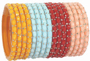 NMII Acrylic (Plastic) With Beads and Zircon Gemstone Studded Worked Kada Set For Women and Girls