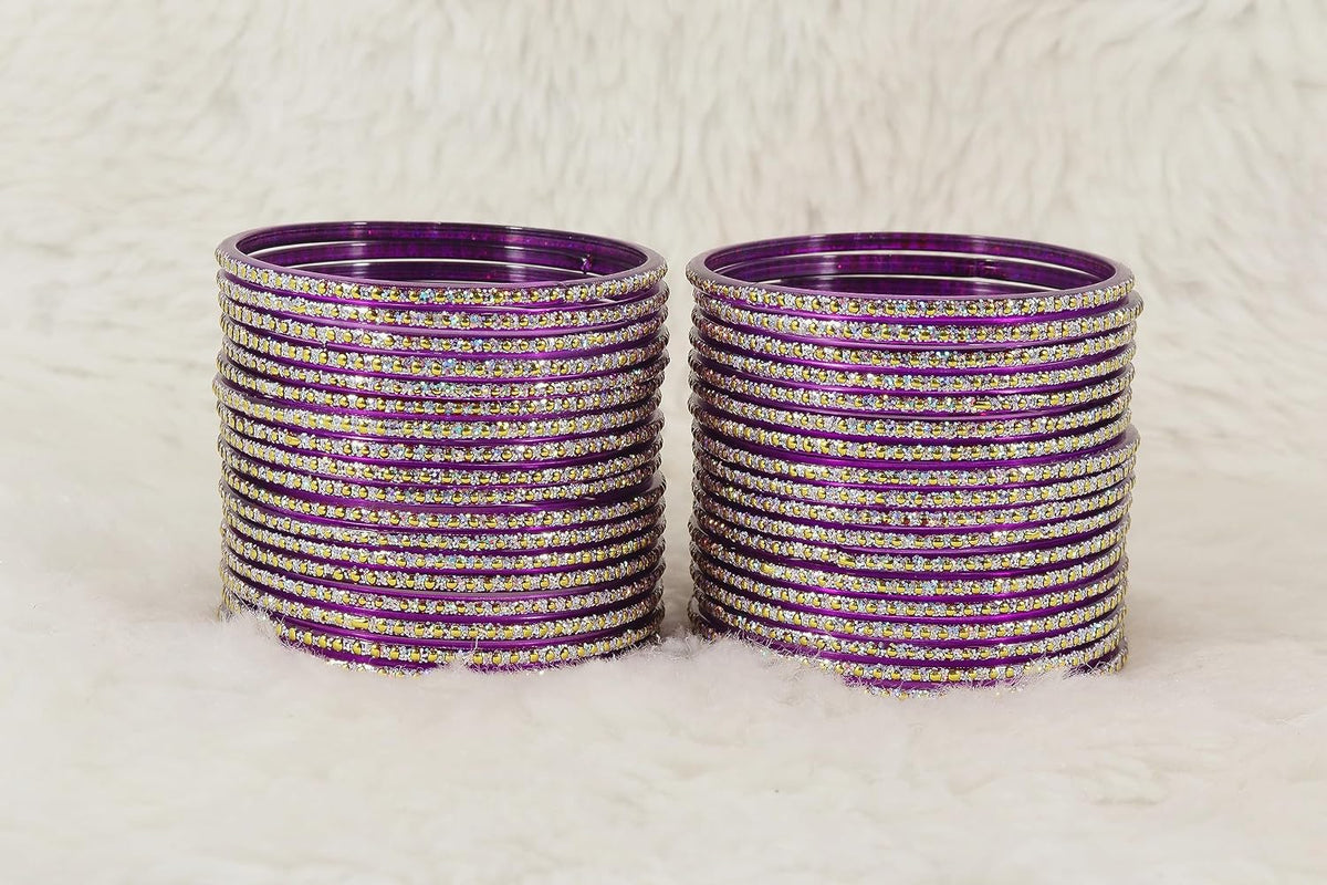 NMII Glass with Polka Dots & Glitter Stylish Fancy Bangles Set For Women & Girls | Glass Bangles | Traditional Women Bangles - Pack of 36 Bangle