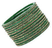 NMII Glass Glossy Zircon Gemstone Worked Kada Set For Women/Girls