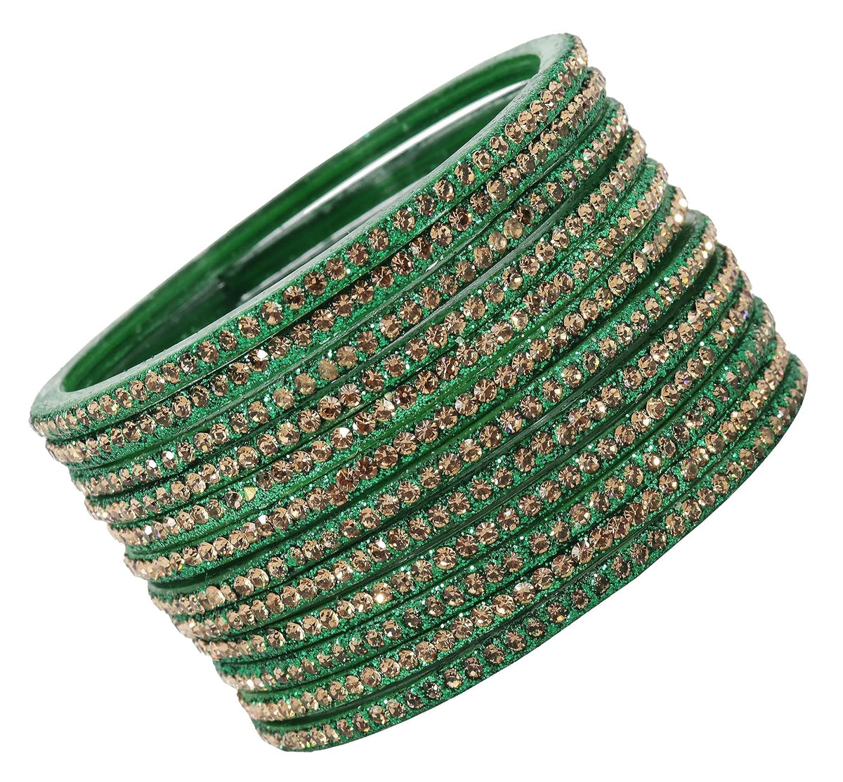NMII Glass Glossy Zircon Gemstone Worked Kada Set For Women/Girls