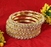 NMII Premium Alloy Metal Kada Set with Shiny Diamond Stone For Women & Girls | Fancy Latest Women's Kangan Stylish | Beautiful Girl's Bangles For Wedding, Party, Daily, Gift - Set Of 4