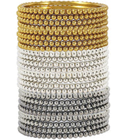NMII Metal Base Metal with Ball Chain Linked Glossy Finished Kada set For Women and Girls