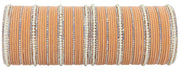 NMII Metal with Cubic Zirconia and Pearls Velvet Bangles For Women and Girls