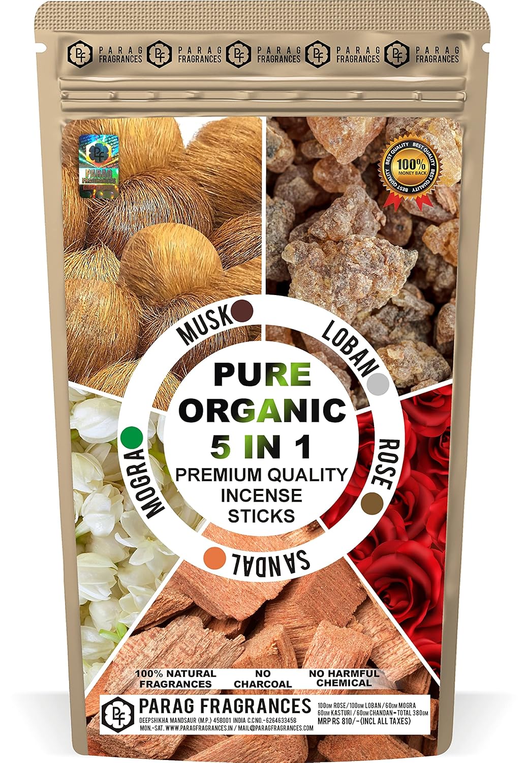 Parag Fragrances Fruits & Blossom Incense Sticks / फ्रूट् और ब्लॉसम अगरबत्ती / 5 in 1 (Pack of 5 x 60) Total 300 Agarbatti Wholesale Pack of Orchid, Lily, Strawberry, Pineapple and Cherry