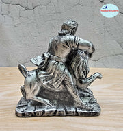 SHINDE EXPORTS chatrapati sambhaji maharaj Statue murti Idol with Lion for car (Silver)