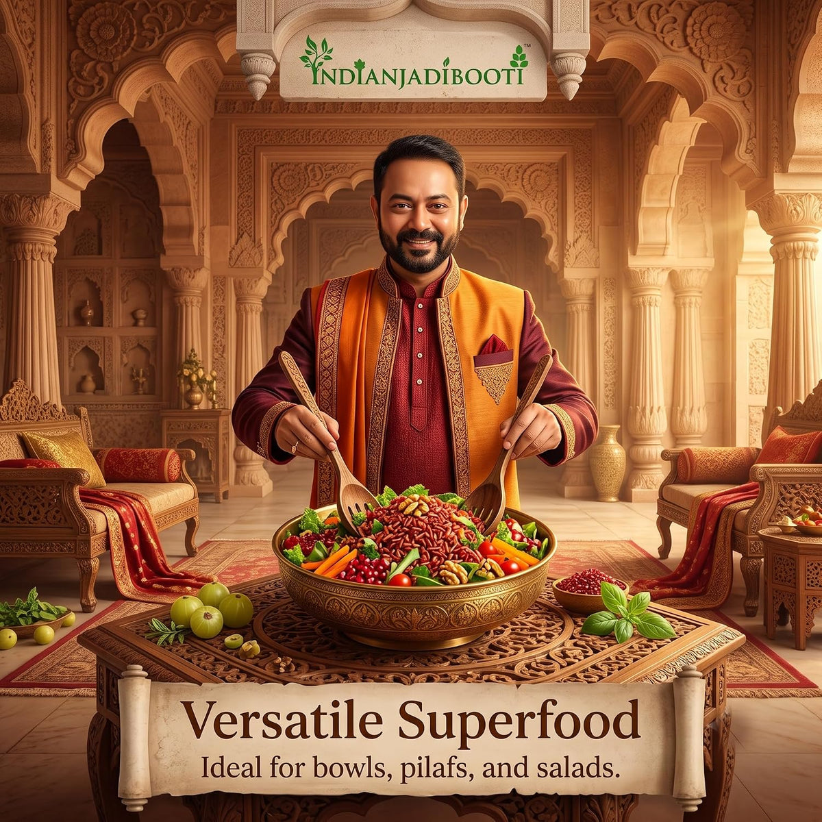 IndianJadiBooti Pure Sathi Chawal | Shashtika Shali Red Rice Whole Grain 250 Grams Pack