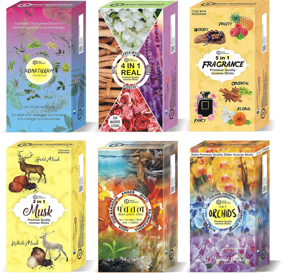 Parag Fragrances Lotus 4 in 1 Incense Sticks/Agarbatti Real Essential Oils (Pack of 4 X 110 Gm/Total 440 Gm) 24 Hours Fragrance Lasting Agarbatti for Pooja/Worship and Home Fragrance