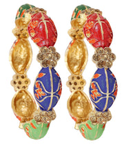 NMII Metal with Zircon Gemstone Studded Traditional Look Kada Set For Women and Girls