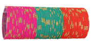 NMII Non-Precious Metal Base Metal with Cutting Shaped and Glitter Pattern Glossy Finished Bangle Set For Women and Girls, (MultiColour1_2.6 Inches), Pack Of 144 Bangle Set