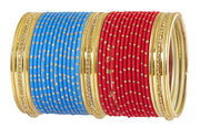 NMII Non-Precious Metal Base Metal with Zircon Gemstone Studded worked Or Polka Dots Glossy Finished Bangle Set For Women and Girls