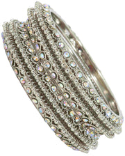 NMII Non-Precious Metal Base Metal with Zircon Gemstone Studded worked and Link with Ball Chain Glossy Finished Kada Set For Women and Girls