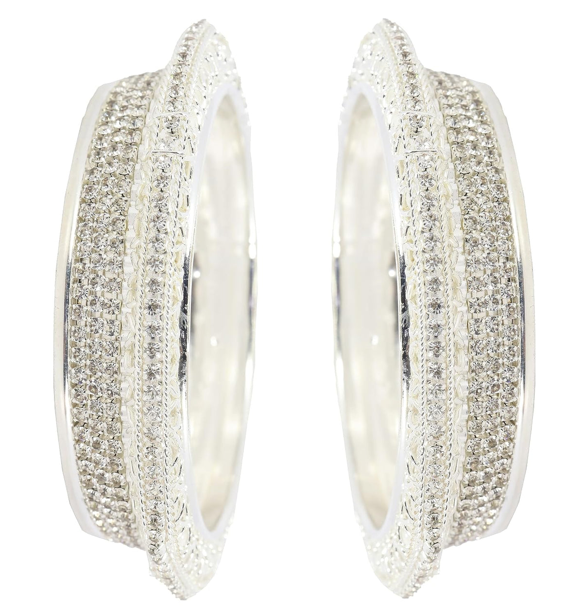 NMII Alloy Metal Gold Plated Bangles Set For Women & Girls Studded Zircon Stone | Stylish Diamond Bangles | Women's bangles | Metal Bangles- (Pack of 2)