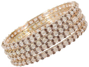 NMII Alloy Metal with Zircon Gemstone and Pearls Adorned Bangles Set For Girls and Women