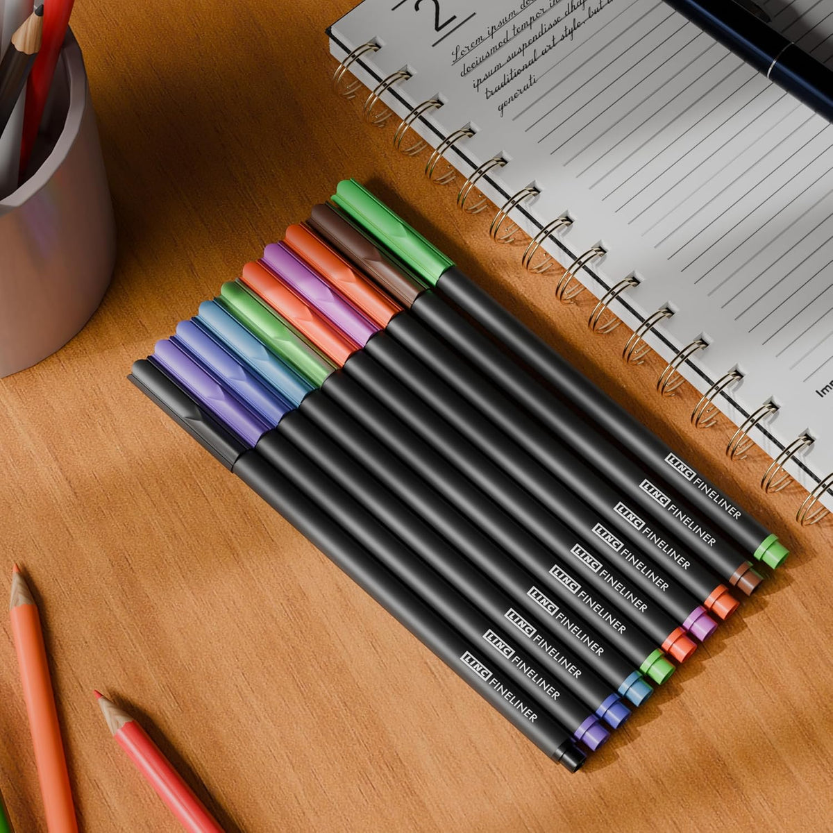 Linc Fineliner Marker Pens, 0.4 mm (Multicolor, Pack of 10)