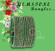 NMII Glass Glossy Zircon Gemstone Worked Kada Set For Women/Girls