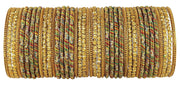NMII Glass and Silk Thread Zircon Gemstone Bangle Set For Women/Girls