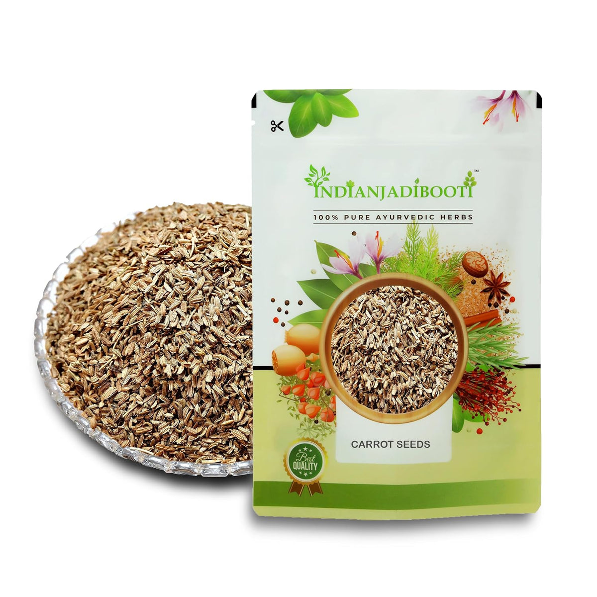 IndianJadiBooti Pure Dried Carrot Seeds (Daucus Carota) | Botanical for DIY Skin Infusions, Digestive Harmony & Warming Compounding | 250 Grams