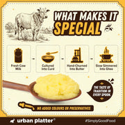 Urban Platter A2 Bilona Cow Ghee, 500ml (Traditional Curd-Churned Desi Ghee | Made from A2 Cow Milk | Pure Ghee for Cooking, Tadka & Daily Meals)