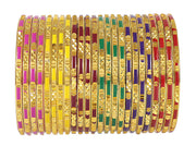 NMII Non-Precious Metal Base Metal with Cutting Pattern worked Glossy Finished Bangle Set For Women and Girls