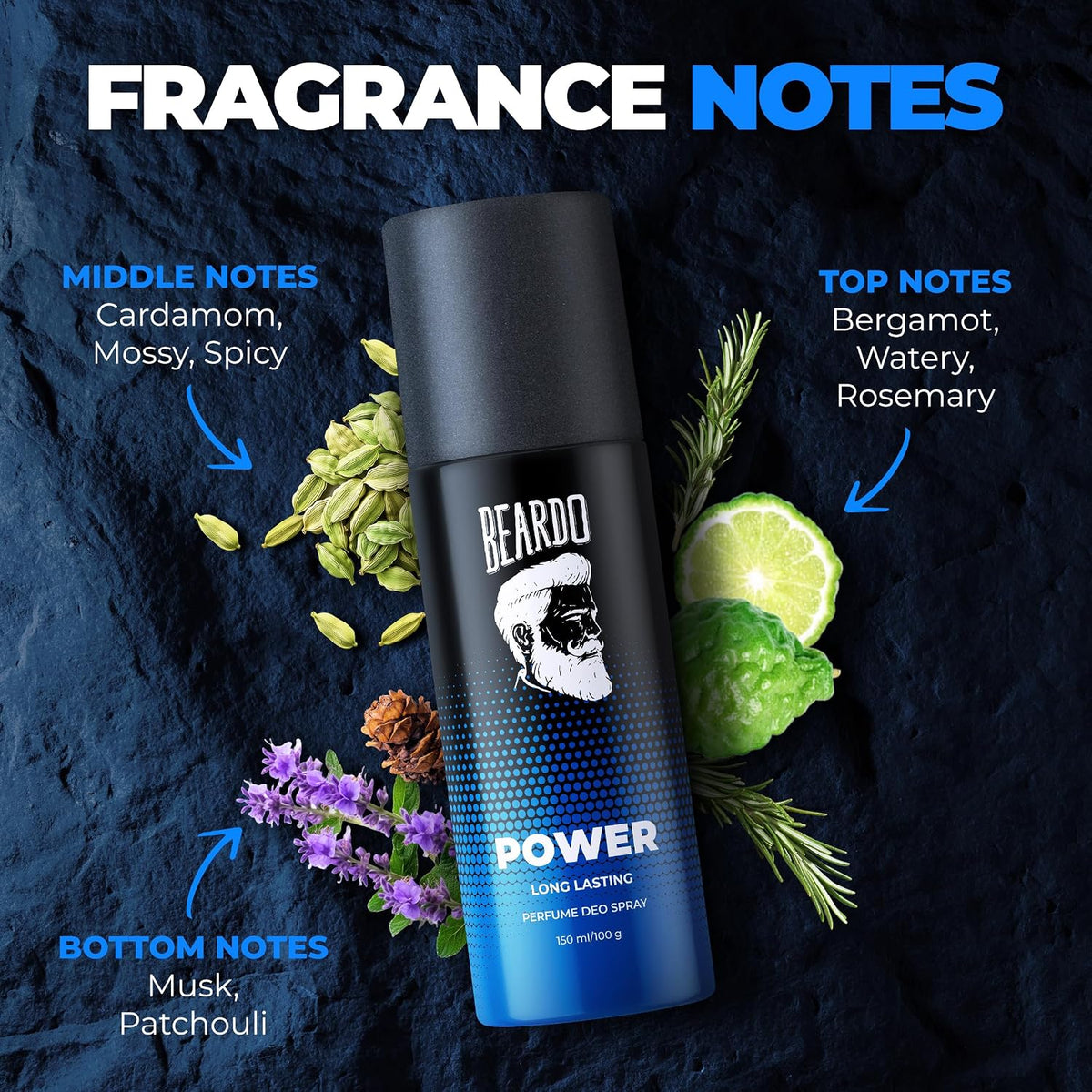 Beardo Power, Lust & Glory Perfume Body Spray (Set of 3) Get compliments with Long lasting Fougere, Aromatic Deodorant Brand | Christmas gift for men | Gift For Friends | Gift for Men