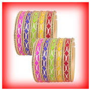 NMII Acrylic (Plastic) with Zircon Gemstone Studded worked Glossy Finished Bangle Set For Women and Girls