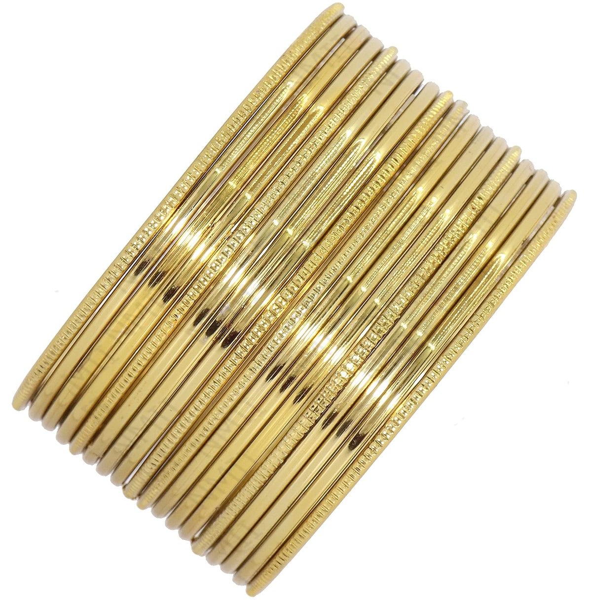 NMII Non-Precious Metal Base Metal with Cutting Pattern worked Glossy Finished Plain Bangle Set For Women and Girls