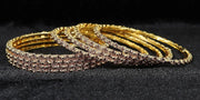NMII Alloy Metal with Zircon Gemstone and Pearls Adorned Bangles Set For Women and Girls